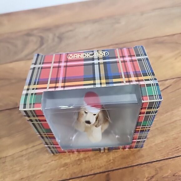 Sandicast Christmas Ornament Cocker Spaniel Dog with Santa Hat 3.5" Tall Buff - Picture 7 of 7